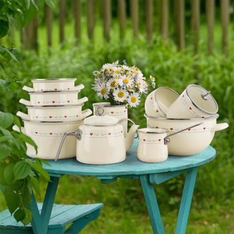 Pojemnik Emaliowany TONCA 1,4 L ORION Szklana Pokrywka 17 x 13 cm