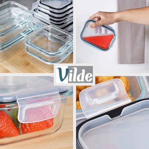 Zestaw 9 Pojemników Szklanych Szczelny VILDE Piekarnik Mikrofala Mrożenie