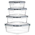 Zestaw 4 Pojemników Szklanych Kwadrat VILDE Szczelny Piekarnik Mrożenie