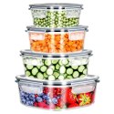 Zestaw 4 Pojemników Szklanych Kwadrat VILDE Szczelny Piekarnik Mrożenie