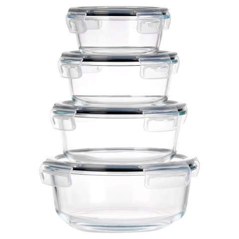 Zestaw 4 Pojemników Szklanych Okrągły VILDE Szczelny Piekarnik Mrożenie
