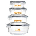 Zestaw 4 Pojemników Szklanych Okrągły VILDE Szczelny Piekarnik Mrożenie