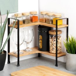 Półka Kuchenna Drewniana Narożna 2 Poziomy Bambus 335 cm VILDE