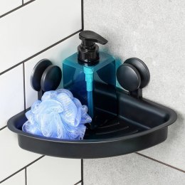 Półka Pod Prysznic Narożna Czarna na Przyssawki VILDE 28 x 22 cm