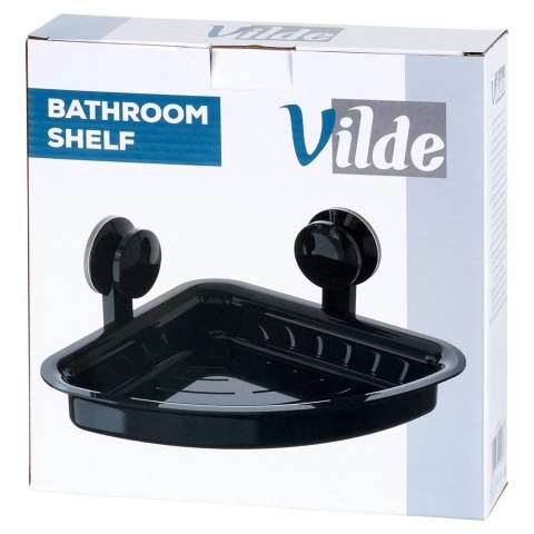 Półka Pod Prysznic Narożna Czarna na Przyssawki VILDE 28 x 22 cm