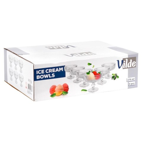Pucharki do Lodów Szklane 6 szt. Ryflowane 270 ml Desery VILDE