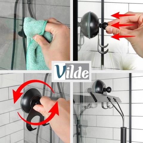 Ściągaczka do Szyb Czarna VILDE Metalowa Uchwyt na Przyssawkę