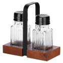 Solniczka Pieprzniczka Ryflowana Drewniany Stojak 60 ml VILDE
