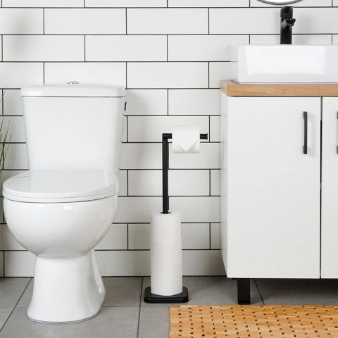 Stojak na Papier Toaletowy Czarny Zapas na 5 Rolek 56 cm VILDE