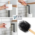 Stojak Łazienkowy Ze Szczotką WC Czarny 2W1 Bambus Silikon 66 cm VILDE