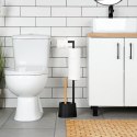 Stojak Łazienkowy Ze Szczotką WC Czarny 2W1 Bambus Silikon 66 cm VILDE