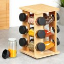 Stojak na Przyprawy Obrotowy Bambusowy 12 Słoików Szklanych 85 ml VILDE