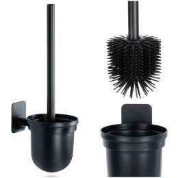 Szczotka Silikonowa do WC Wisząca Naścienna Czarna z Pojemnikiem VILDE