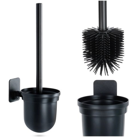 Szczotka Silikonowa do WC Wisząca Naścienna Czarna z Pojemnikiem VILDE