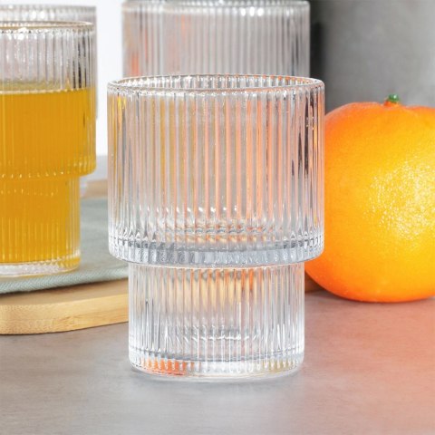 Szklanki Zestaw 6 szt. 190 ml VILDE Ryflowane Szkło do Zmywarki 7 x 7 cm