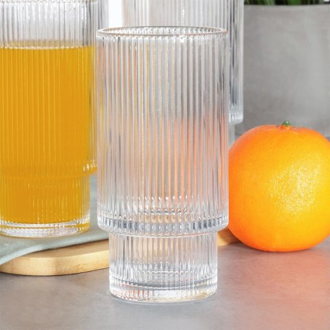Szklanki Wysokie Zestaw 6 szt. 320 ml VILDE Ryflowane Szkło do Zmywarki