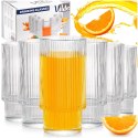Szklanki Wysokie Zestaw 6 szt. 320 ml VILDE Ryflowane Szkło do Zmywarki