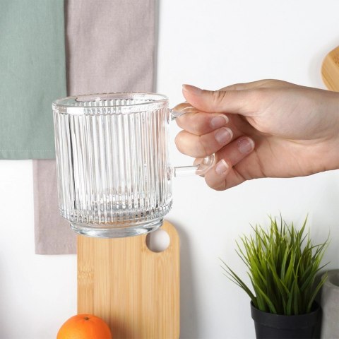 Szklanki Zestaw 6 szt. 350 ml VILDE z Uchwytem Ryflowane do Zmywarki