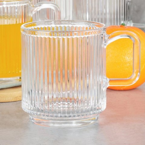 Szklanki Zestaw 6 szt. 350 ml VILDE z Uchwytem Ryflowane do Zmywarki