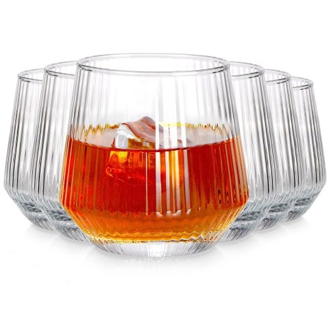 Szklanki Zestaw 6 szt. 350 ml VILDE Ryflowane Szkło do Whisky Zmywarka