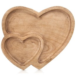 Talerz do Serwowania Drewniany MANGO Podwójne Serce 23 x 20 cm