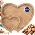 Talerz do Serwowania Drewniany MANGO Podwójne Serce 23 x 20 cm