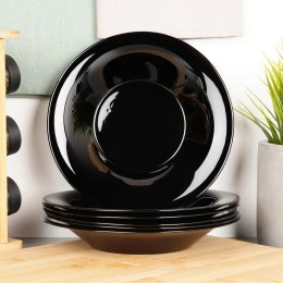 Talerze Obiadowe Głębokie Szkło Czarne 400 ml 6 szt. VILDE 21,5 cm