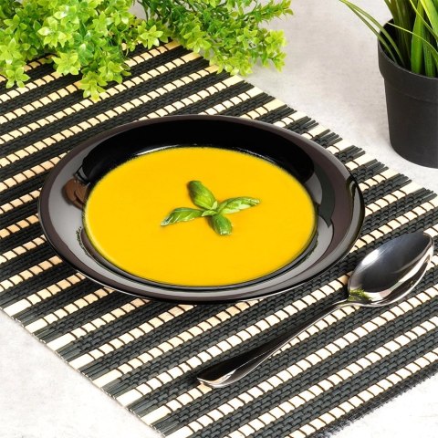 Talerze Obiadowe Głębokie Szkło Czarne 400 ml 6 szt. VILDE 21,5 cm