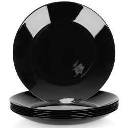 Talerze Obiadowe Płytkie Szkło Czarne 6 szt. VILDE 25,5 cm Opalowe