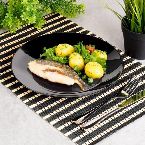 Talerze Obiadowe Płytkie Szkło Czarne 6 szt. VILDE 25,5 cm Opalowe