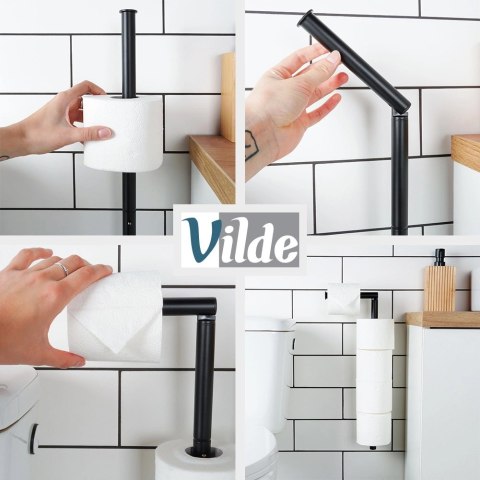 Uchwyt na Papier Toaletowy Zapasowy 4 Rolki Stal VILDE Montaż 2w1 46,5 cm
