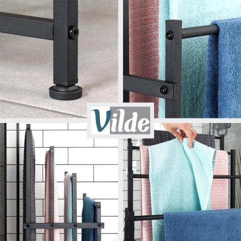 Wieszak na Ręczniki Stojący VILDE Metalowy LOFT 4 Poprzeczki 94,5 cm
