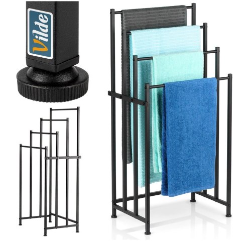 Wieszak na Ręczniki Stojący VILDE Metalowy LOFT 4 Poprzeczki 94,5 cm