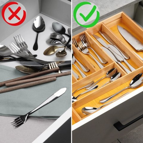 Wkład na Sztućce do Szuflady VILDE Bambus Rozsuwany 35,5-54,5 cm