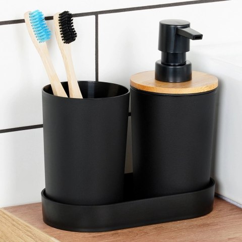 Zestaw Łazienkowy 3 el. VILDE Dozownik Kubek Podstawka Bambus