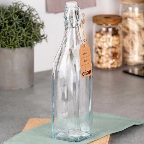 Butelka z Klipsem Szklana ORION 1 L Kwadratowa Szczelna Retro