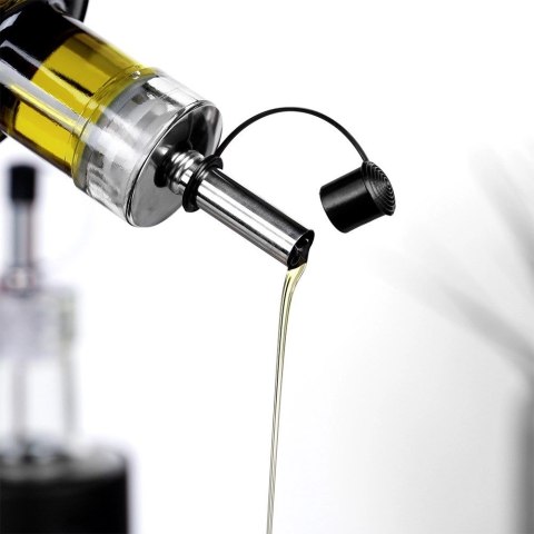 Zestaw Butelek na Oliwę i Ocet VILDE 2 x 300 ml Czarne z Dozownikami