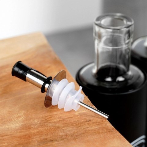 Zestaw Butelek na Oliwę i Ocet VILDE 2 x 300 ml Czarne z Dozownikami