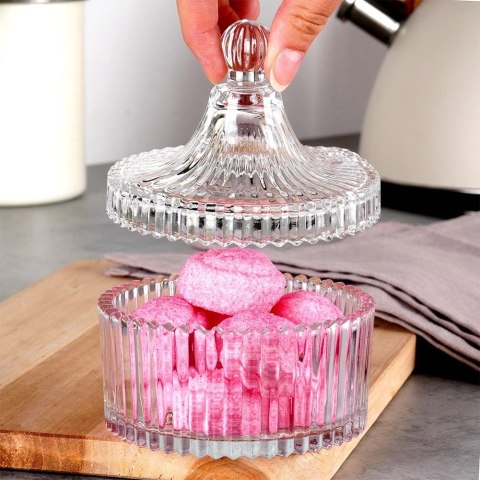 Cukierniczka Szklana ALPINA 250 ml Kryształowe Zdobienia z Pokrywką