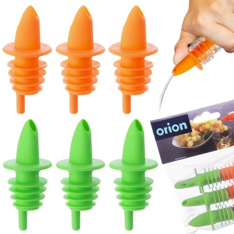 Nalewaki do Butelek ORION 6 szt. Elastyczne Zielone i Pomarańczowe