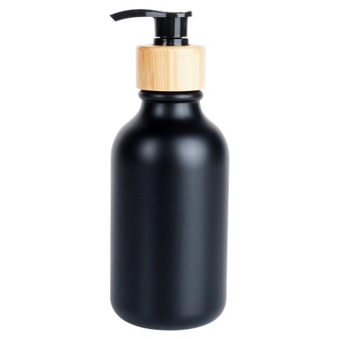 Dozownik do Mydła VILDE 300 ml Czarny Mat z Bambusem i Blokadą Pompki
