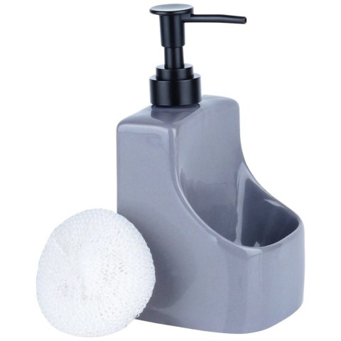 Dozownik do Naczyń Ceramiczny VILDE 400 ml z Gąbką, Szary Błyszczący Połysk