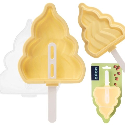 Forma do Lodów ORION Silikonowa z Pokrywką Żółta Patyczek do Zmywarki