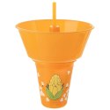 Kubek z Miską na Popcorn 500 ml 1 L ORION Pomarańczowy ze Słomką