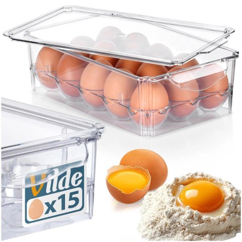 Pojemnik na Jajka z Pokrywką Przezroczysty 15 szt. VILDE 27 x 16 x 7,5 cm