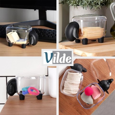 Pojemnik na Patyczki Owieczka Dekoracyjny 13 x 7 x 8 cm VILDE Przezroczysty