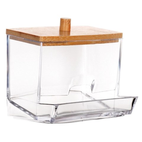 Pojemnik na Patyczki Bambus Podajnik 9 x 7 x 9 cm VILDE Drewniana Pokrywka
