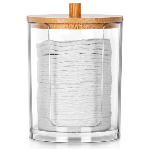 Pojemnik na Płatki Kosmetyczne Podajnik Bambus 7 x 10 cm VILDE z Pokrywką