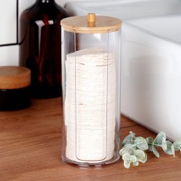 Pojemnik na Płatki Kosmetyczne Podajnik Bambus 7 x 18 cm VILDE z Pokrywką