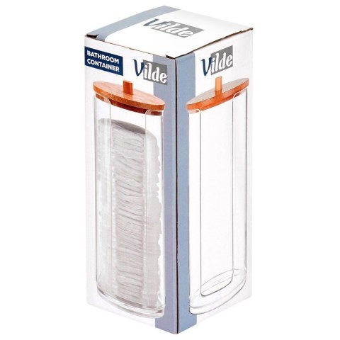 Pojemnik na Płatki Kosmetyczne Podajnik Bambus 7 x 18 cm VILDE z Pokrywką